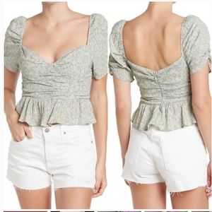 ASTR the label off white taupe ditsy blouse